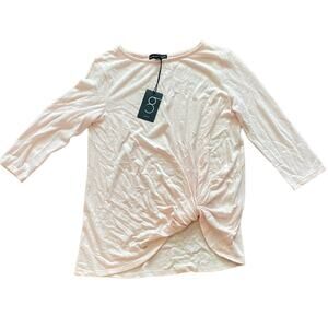 NWT gibsonlook Cozy Twist Front Pullover Top Women's XS Lotus Pink Crew Neck B1